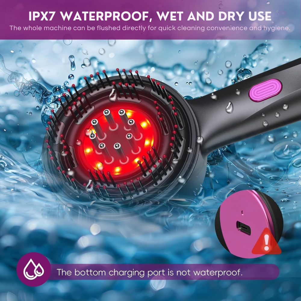 Vibrating Scalp Brush – Red Light Hair Growth & Care